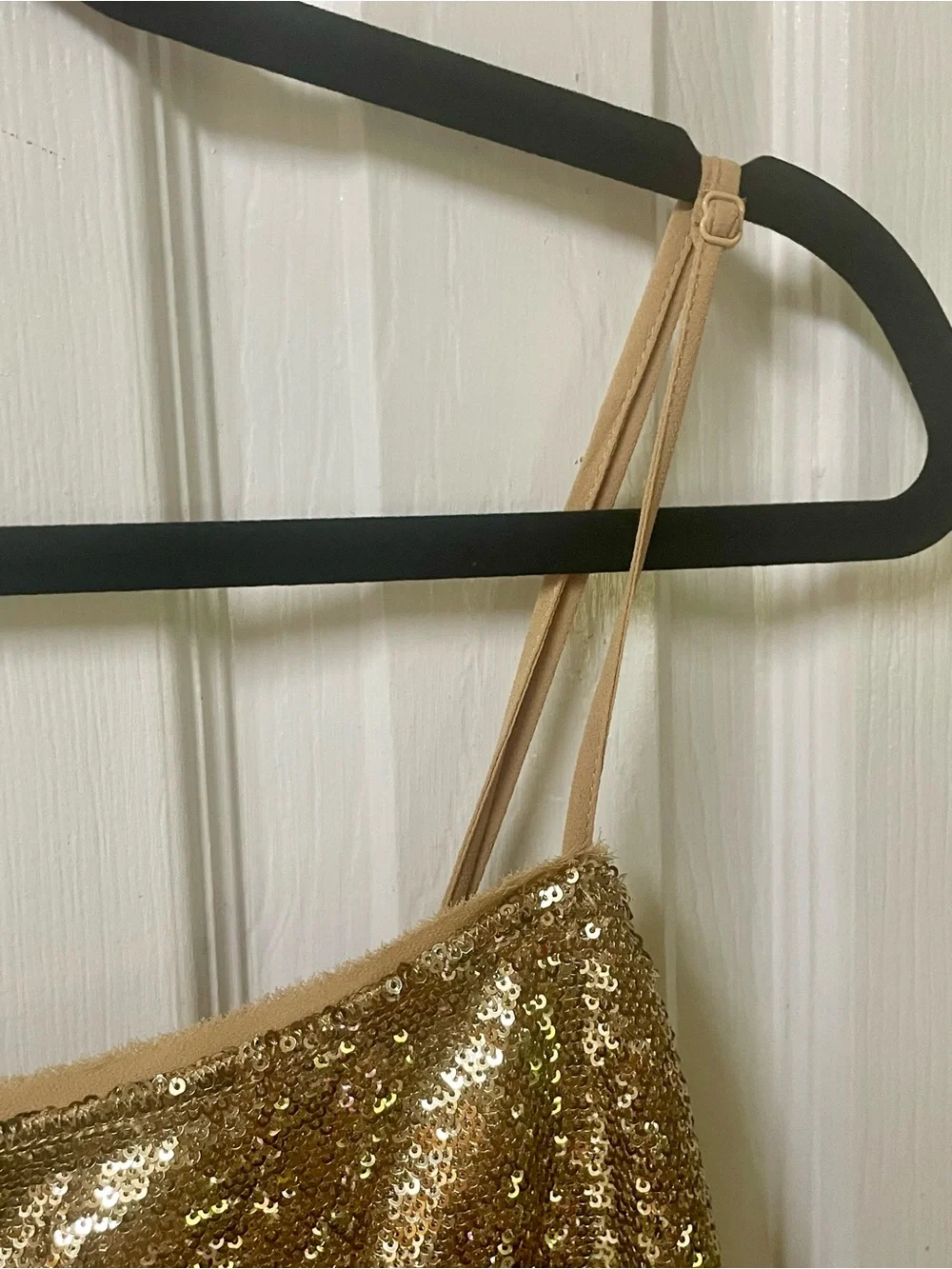 Free People Intimately Dress Medium Mini Sequin Party Cocktail Gold Straps - Picture 6 of 10